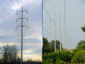 Single pole and double pole transmission line