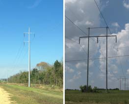 Single Pole on left and H-Frame on Right