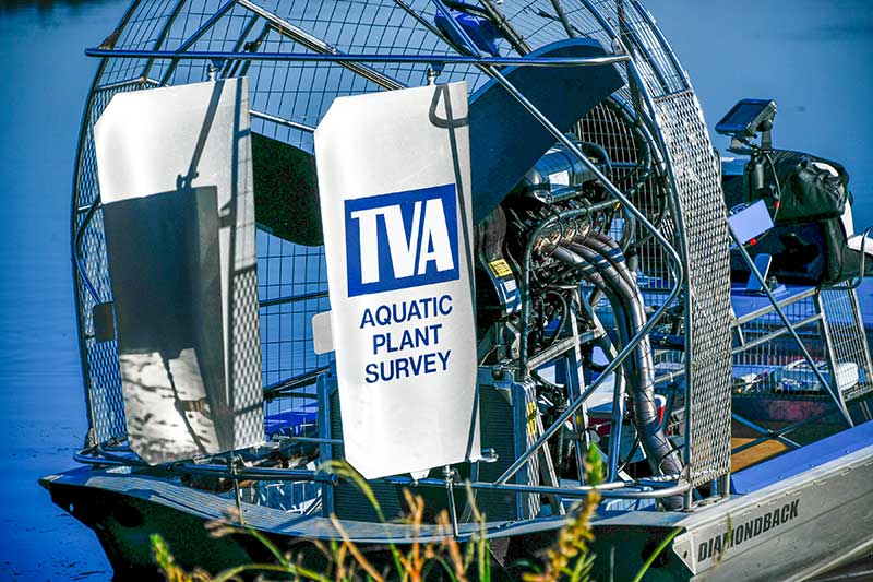 TVA conduct surveys to monitor invasive acquatic plants on reservoirs