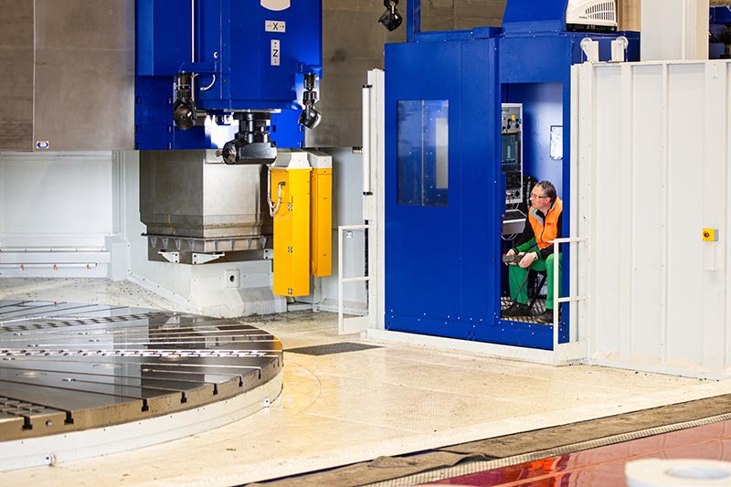 TVA's new vertical lathe allows for 90-degree machining, grinding features and automatic tool changers.