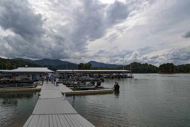 Anglers and families gather before weigh-in at the Bassmaster College Classic.