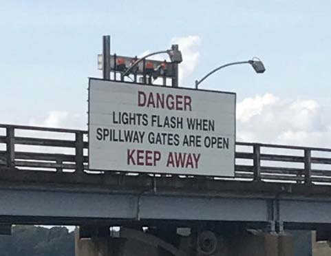 Spillway Warning Sign