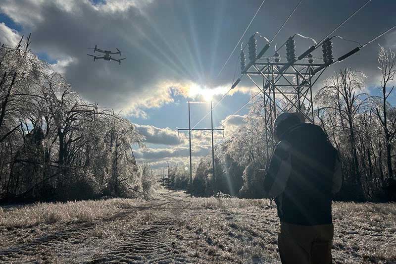 TVA uses drones to help check transmission lines for damage following Winter Storm Fern