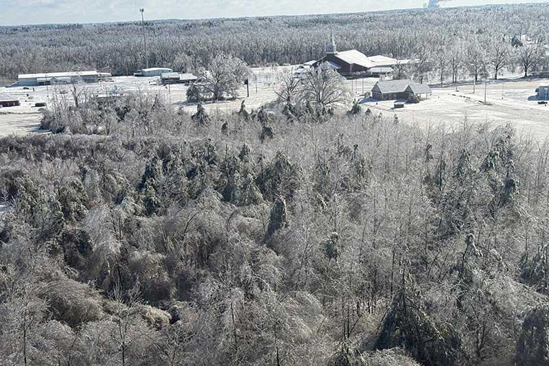 Aerial view of icey landscape