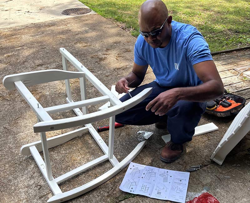 92nd anniversary Week of Service volunteer building rocking chair