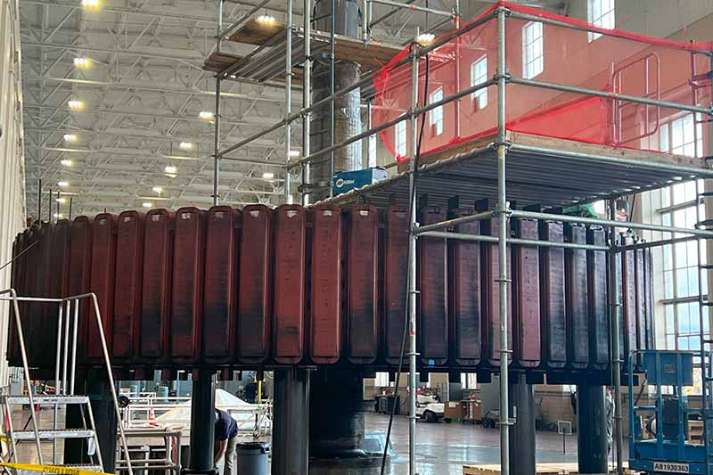 Unit 3 generator rotor during refurbishing