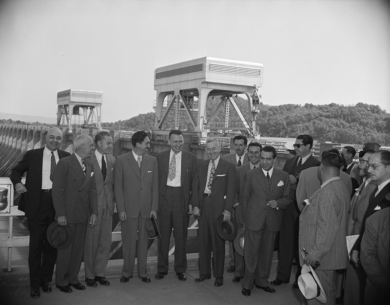 President of Mexico and visitors visiting Chickamauga Dam in 1947
