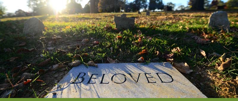 A tombstone with the word 