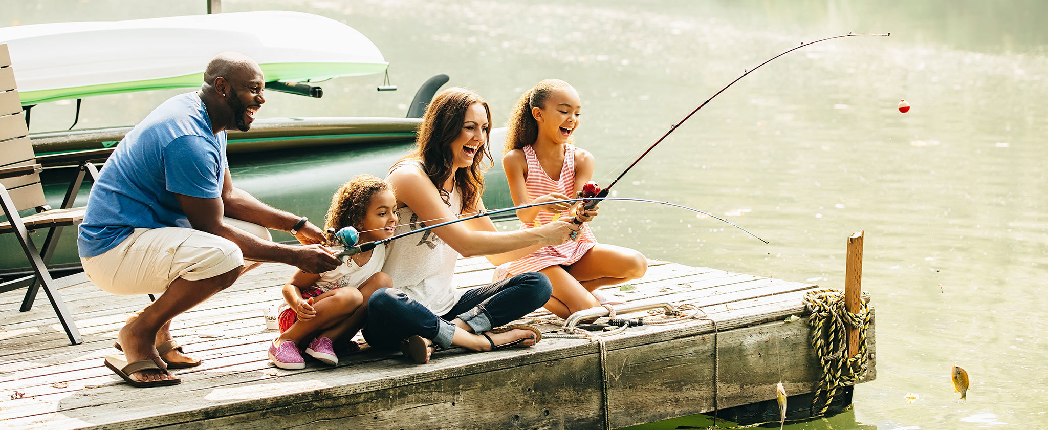 Family enjoying fishing