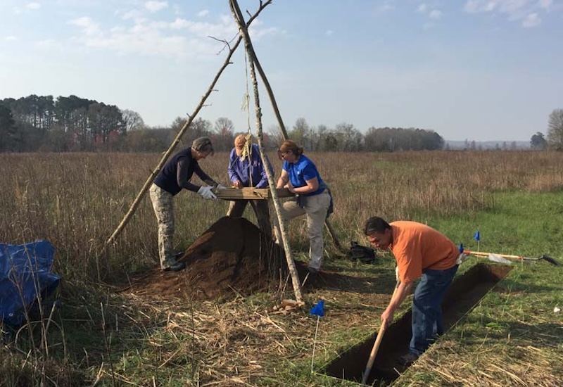People at an archaeology site